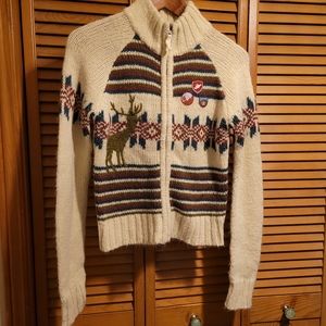 Razzle Dazzle Vtg Style Zip-Up Knitted Sweater